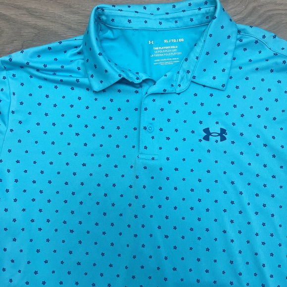 Under Armour Men's Light Blue Floral Patterned Golf Polo, Size XL - Picture 2 of 5